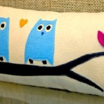 baykuş desenli dekoratif yastık modeli