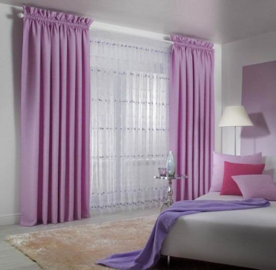lila rengi taç tül perde modeli