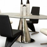 metal kule bacaklı yuvarlak cam masa modeli