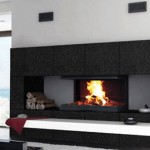 siyah granitli dekoratif şömine modeli