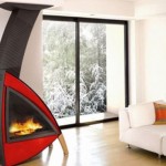 siyah kırmızı dekoratif şömine modeli